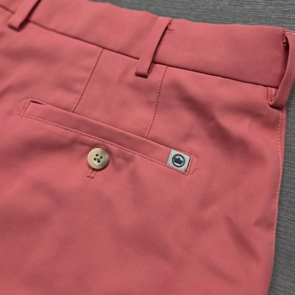 Peter Millar Mens Performance Golf Shorts Coral Pink Size 38 Crown Sport - Picture 5 of 7